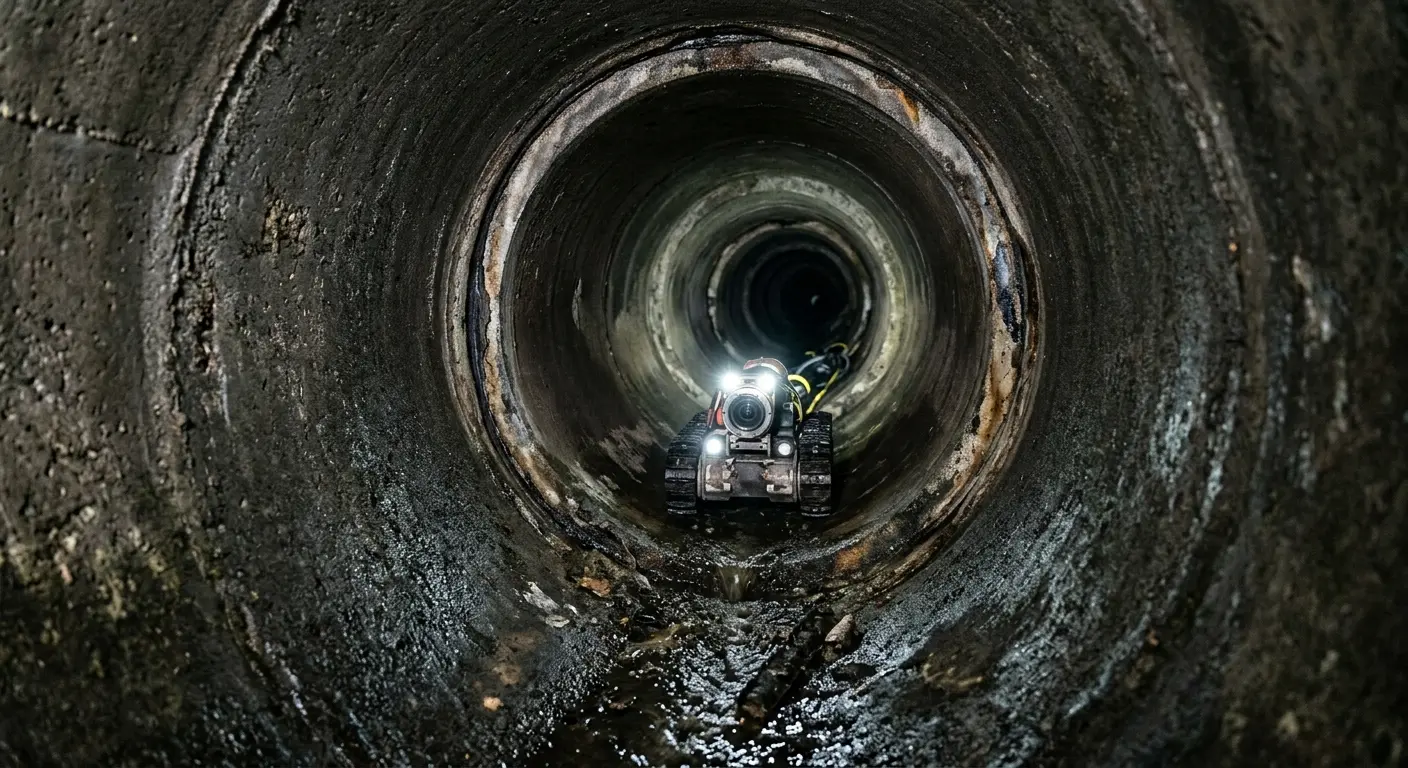 Robotic sewer camera inspecting pipe interior for Drain Snake Service in Bethalto